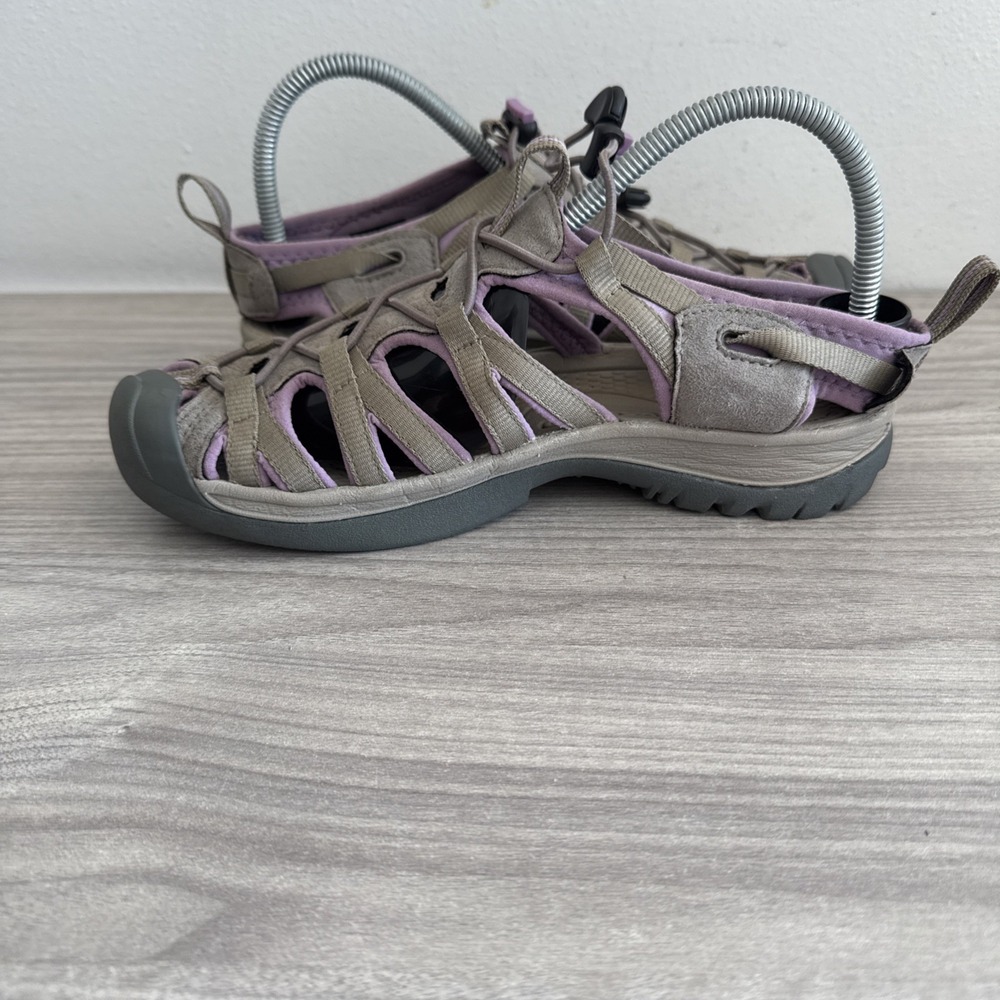 KEEN Whisper Womens  Size 9 Tan Gray Purple Bungee Sport Outdoor Shoes Sandals - Picture 8 of 11